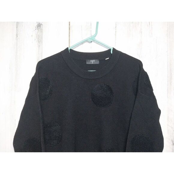 Tahari Women's Small Black On Black Textured Polka Dot Sweater - Picture 3 of 7